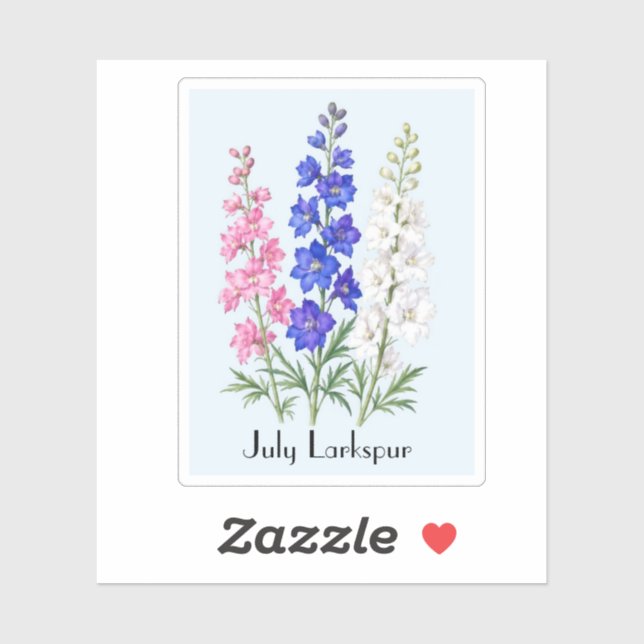 July Larkspur Flowers Sticker (Sheet)