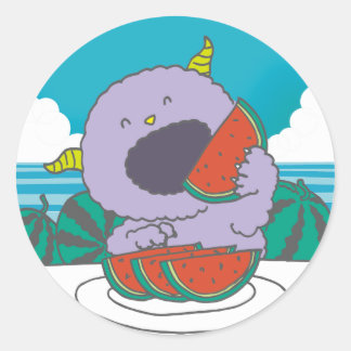 July monster seal. classic round sticker