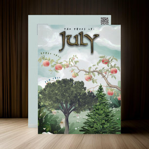July Month Trees Fir Apple Elm Postcard