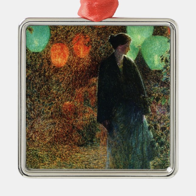 July Night (by Childe Hassam) Metal Tree Decoration (Front)