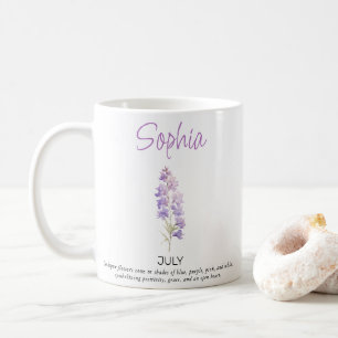 July Personalized Birth Flower  Coffee Mug