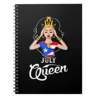 July Queen Puerto Rican Birthday For Women Girl Notebook