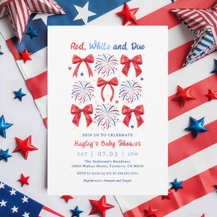 July Red White and Due 4th Of July Baby Shower Invitation