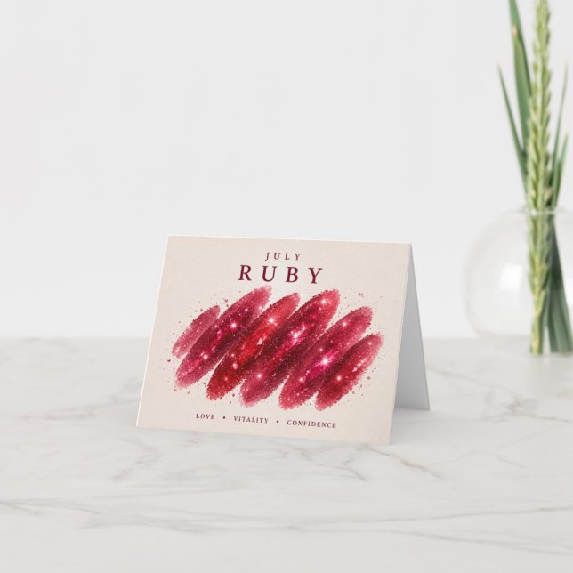 July Ruby Birthstone Card (Front)