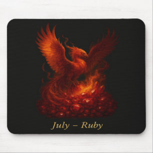 July Ruby – Phoenix & Fiery Birthstone Mouse Pad
