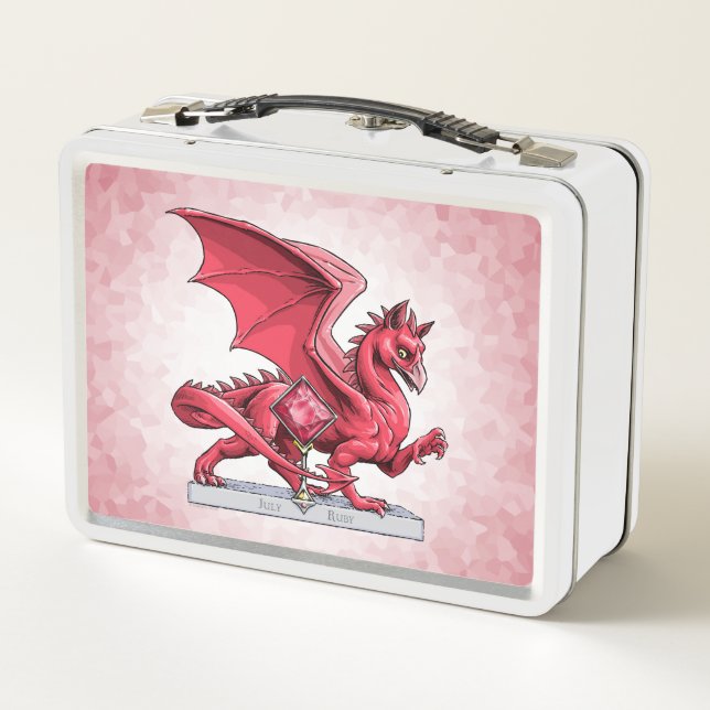 July’s Birthstone Dragon: Ruby Metal Lunch Box (Back)
