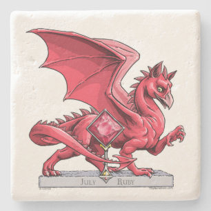 July’s Birthstone Dragon: Ruby Stone Coaster