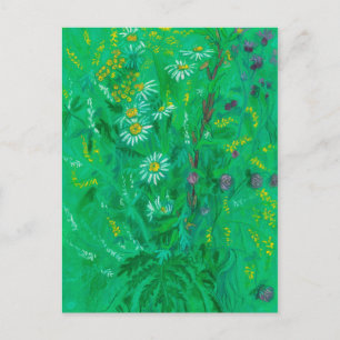 July Wildflowers, Summer Flowers Floral Painting Postcard