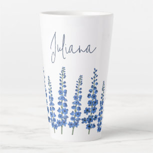 July's Blue Delphinium Flowers  Latte Mug