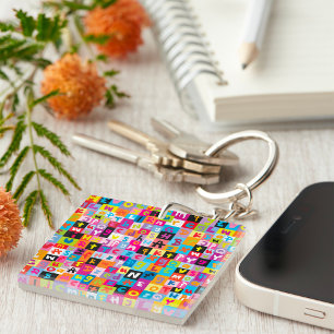 Jumble Alphabet Pattern Key Ring