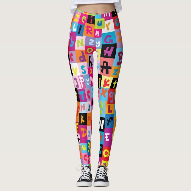 Jumble Alphabet Pattern Leggings (Front)