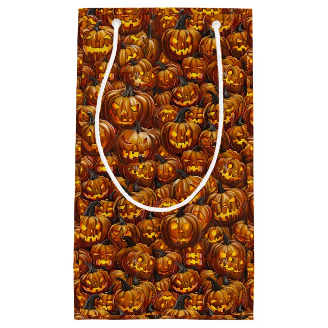 Jumble of Jack-o-Lanterns Small Gift Bag (Front)