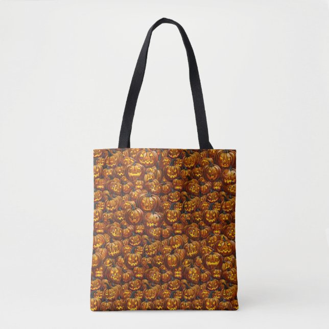 Jumble of Jack-o-Lanterns Tote Bag (Front)