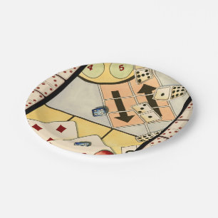 Jumbled Assortment of Games of Chance Paper Plate