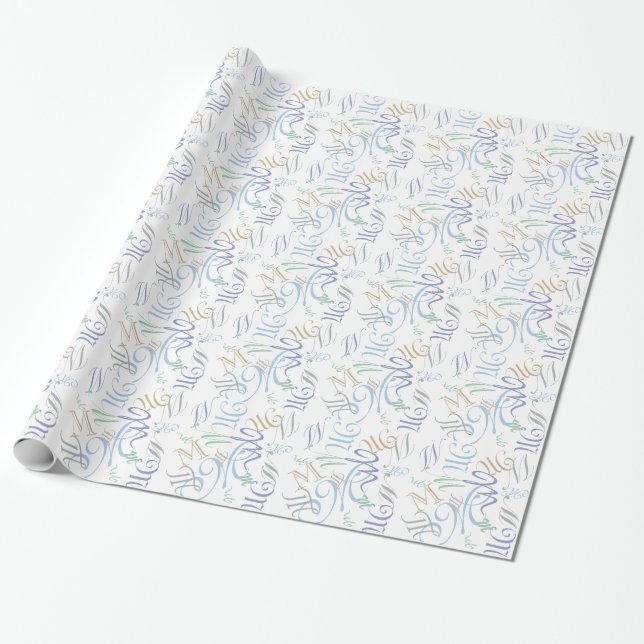Jumbled CHANGE MONOGRAM Cool Spring Colours 2014 Wrapping Paper (Unrolled)