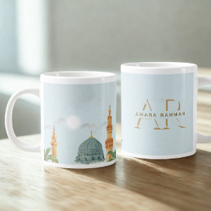 Jumbo 20oz Mug • Green Dome of Madinah Watercolor 