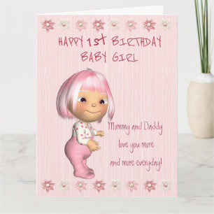 Jumbo Baby Girl 1st. Birthday Card