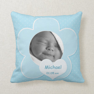 Jumbo Blue Polka Dot Baby Photo Pillow