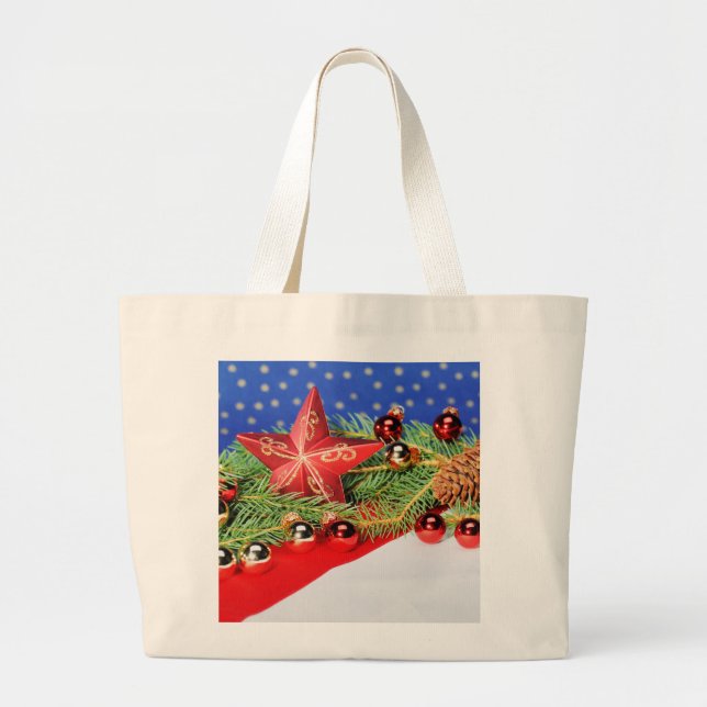 Jumbo Einkaufstasche frohes Weihnachtsfest Large Tote Bag (Front)