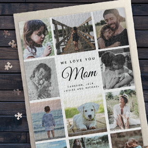 Jumbo Family Photo Collage Mothers Day WE LOVE YOU Jigsaw Puzzle