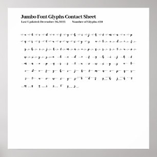 Jumbo Font Glyphs Contact Sheet Poster