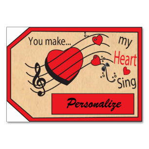 Jumbo Gift Tag You Make My Heart Sing Table Number