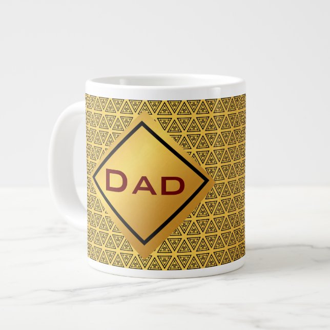Jumbo gold pattern monogram large coffee mug (Front Left)