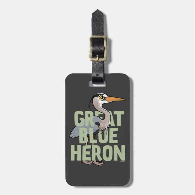 Jumbo Great Blue Heron Luggage Tag (Front Vertical)