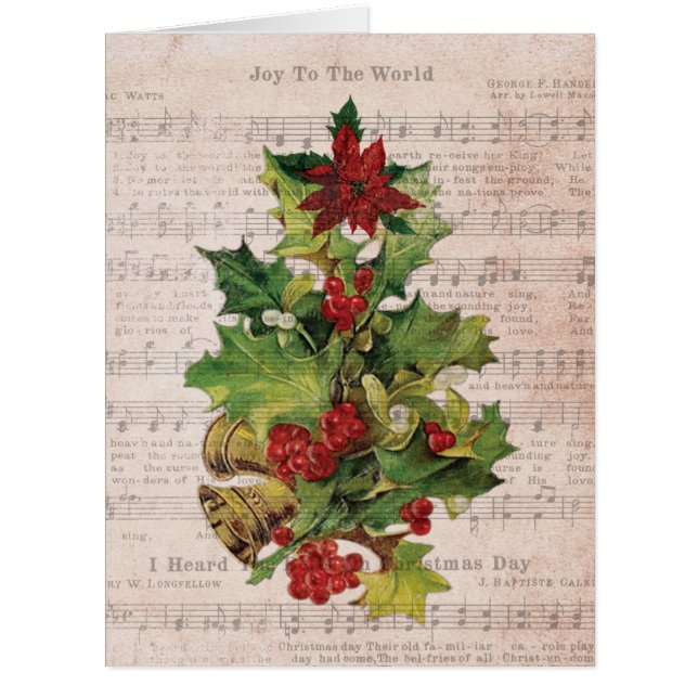Jumbo Holly Notes Christmas Card (Front)