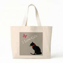 Jumbo I Love Cats Grey And White Graphic Tote