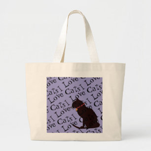 Jumbo I Love Cats Lilac Graphic Tote