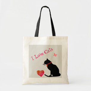 Jumbo I Love Cats Red And White  Graphic Tote Bag