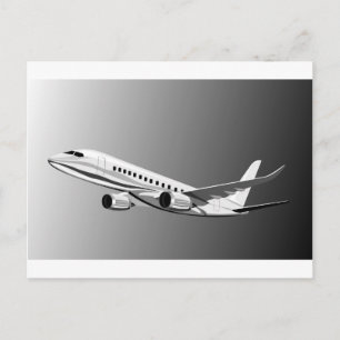 jumbo jet plane aeroplane aircraft flying flight postcard