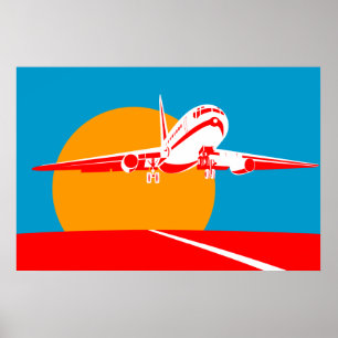 jumbo jet plane aeroplane taking off poster