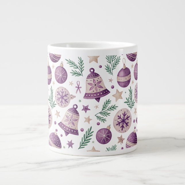 Jumbo Mug – Festive Purple Bell Design (Front)