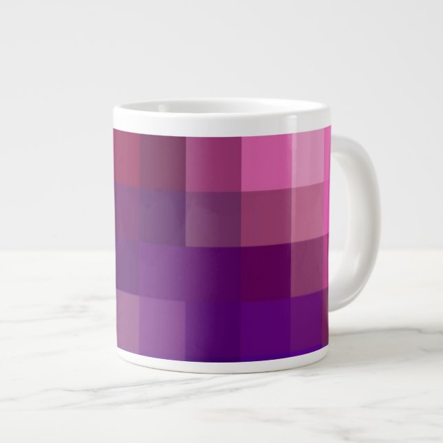 Jumbo Mug, Pink, Blue, Purple Abstract Pattern Large Coffee Mug (Front Right)