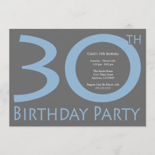Jumbo Numbers Birthday Party (Blue / Grey) Invitation