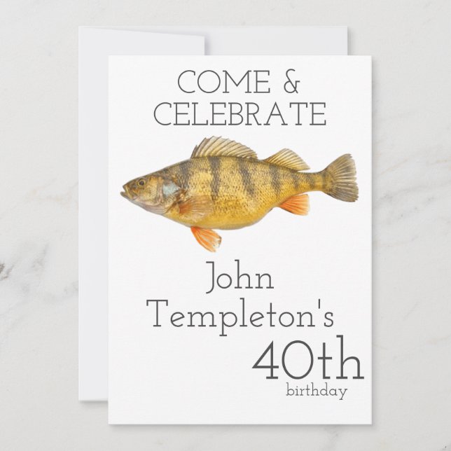 Jumbo Perch Fishing Angler Men's Birthday Invitation (Front)
