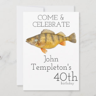 Jumbo Perch Fishing Angler Men's Birthday Invitation
