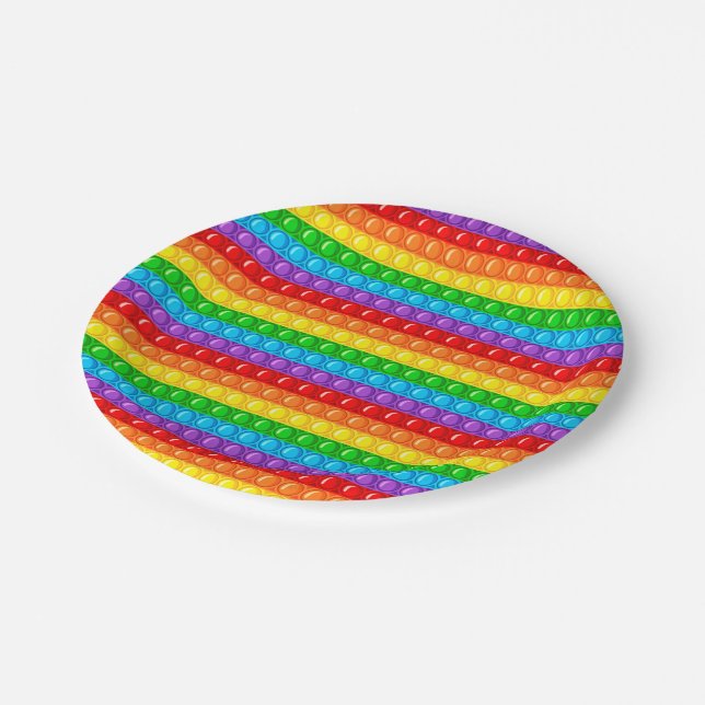 Jumbo Pop it Rainbow Circular Paper Plate (Angled)