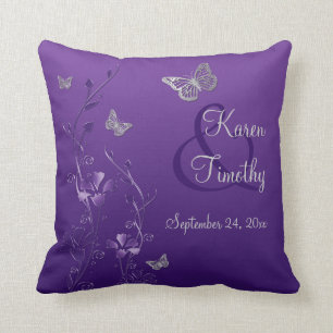 Jumbo Purple Grey Butterfly Floral Keepsake Pillow
