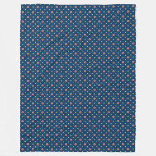 Jumbo Quirky Polka Dots on Blue Fleece Blanket
