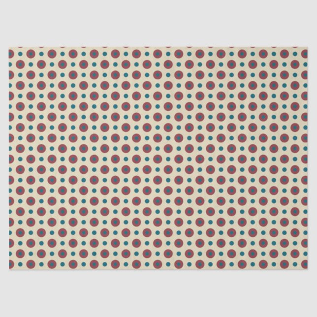 Jumbo Red Blue Polkas on Beige Tissue Paper (Front)