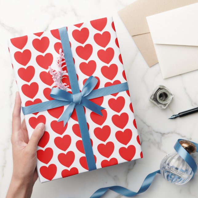 Jumbo Red Heart Pattern Valentine's Gift  Wrapping Paper (Gifting)