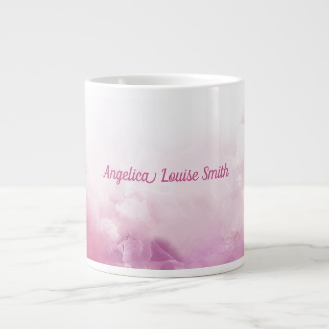 Jumbo Sips Pink marble design Large Coffee Mug (Front)
