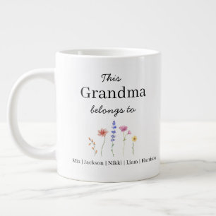 JUMBO size - Five Grandchildren Personalised  Large Coffee Mug