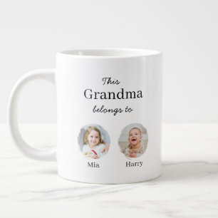 JUMBO size - Two Grandchildren Personalised Large Coffee Mug