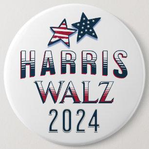 Jumbo-Sized Harris and Walz 2024 6 Cm Round Badge