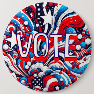 Jumbo-Sized Patriotic Red, White and Blue Vot 6 Cm Round Badge
