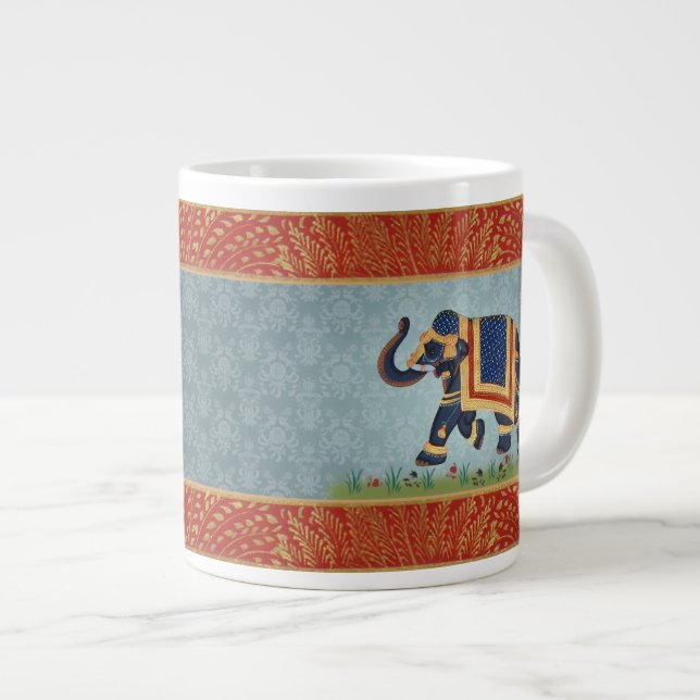 Jumbo Speciality Mug Elephant blue gold india prin (Front Right)